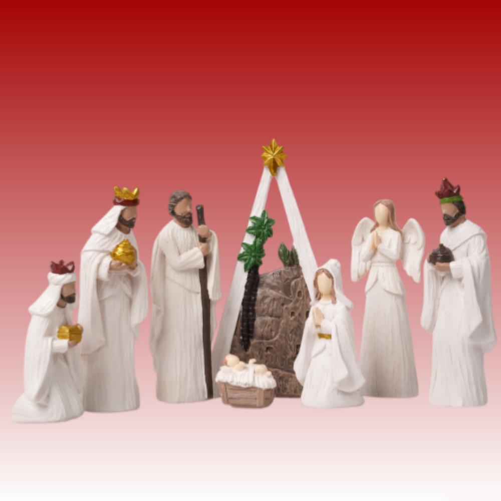 Nativity Scene Set Realistic Christmas Manger Set Resin Religious Ornaments Inspirational Holy Family Statues For Church Display
