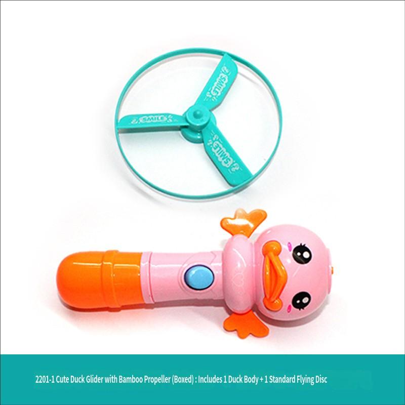 

Cute Duck Bamboo Dragonfly Outdoor Interactive Sports Flying Disc Plaything Luminous Ufo Gyro Ejection Toys Air Vehicle For Kids Present