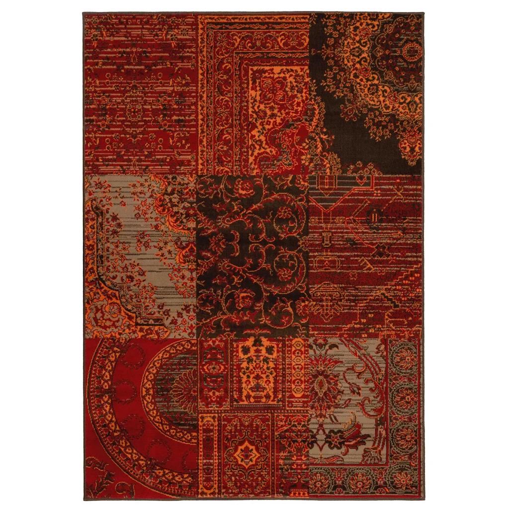 Terracotta Red Warm Patchwork Area Rug for Living Room Bedroom Decor Patchwork Wine Printed  Vintage Persian Carpet Non Slip