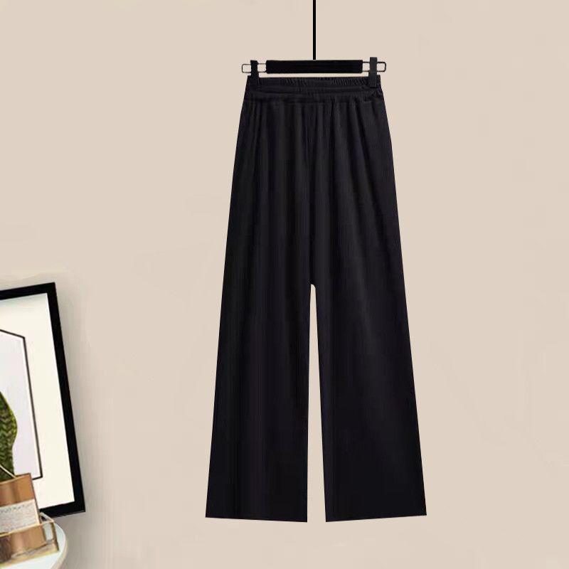 Set T-shirt a Blocchi di Colore Coreana e Pantaloni a Gamba Larga
