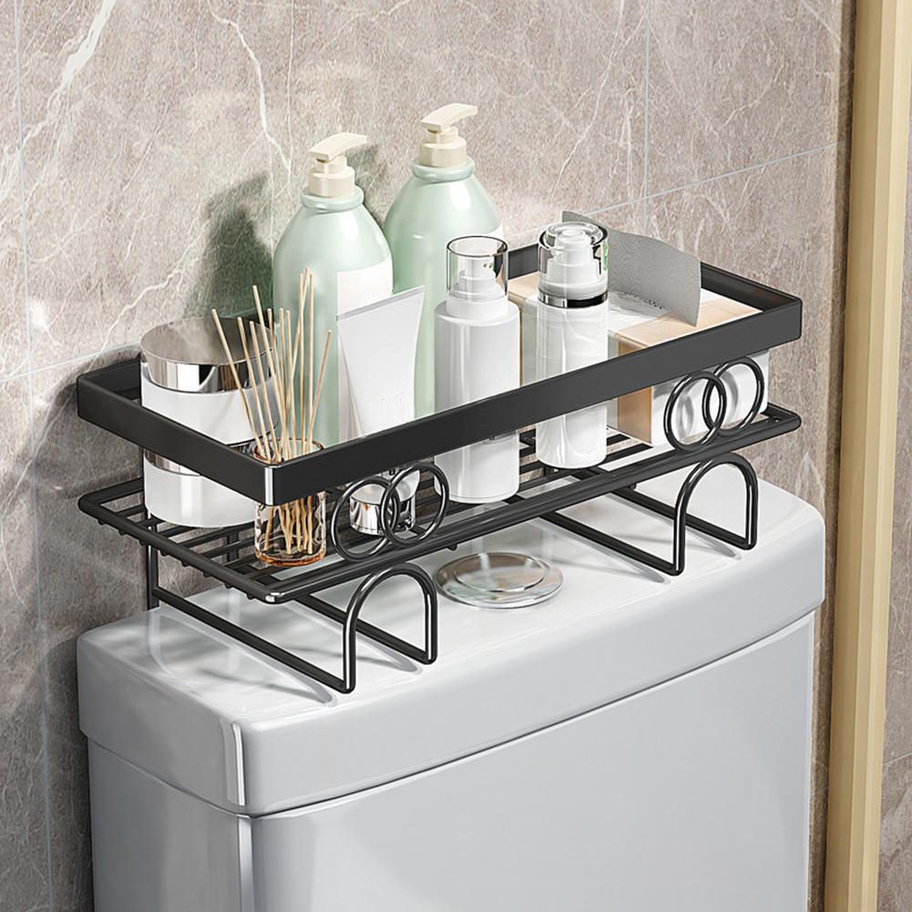 

Over The Toilet Storage Shelf, 1 Tier/2 Tier/3 Tier Large Capacity Bathroom Storage Organizer, Punch Free Metal Home Storage Rack With Single layer Black