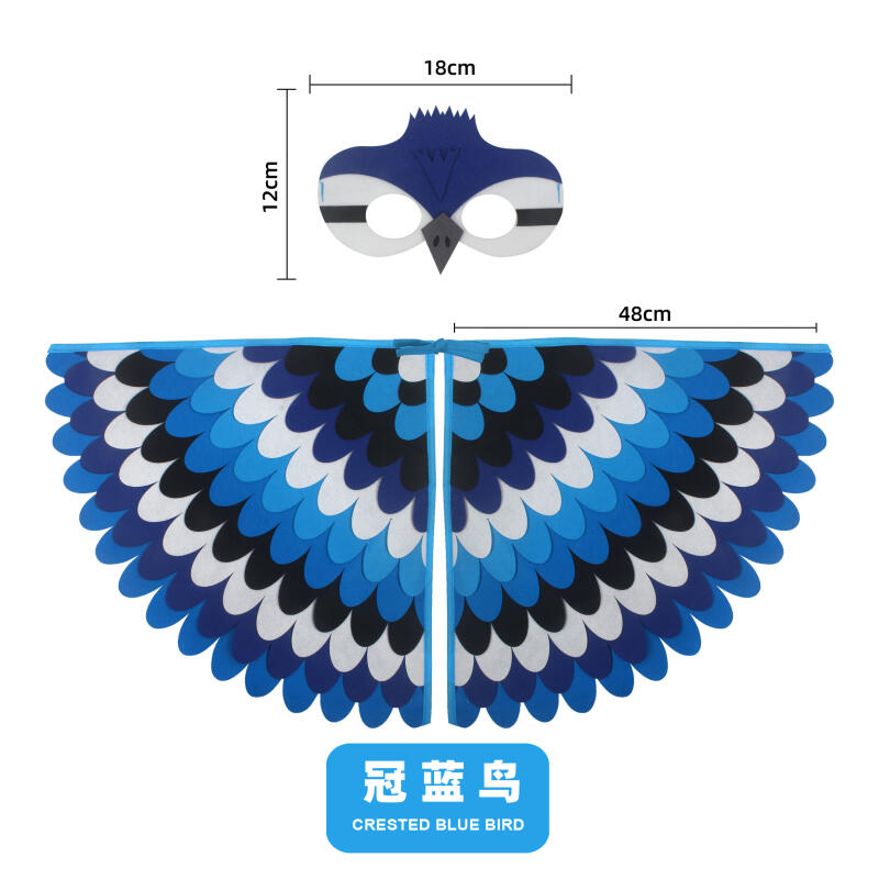 Kids Animal Bird Wings+mask Suit Stage Performance Peacock Owl Parrot Bird Felt Cape Halloween Bird Cosplay Cloak for Girls Boys