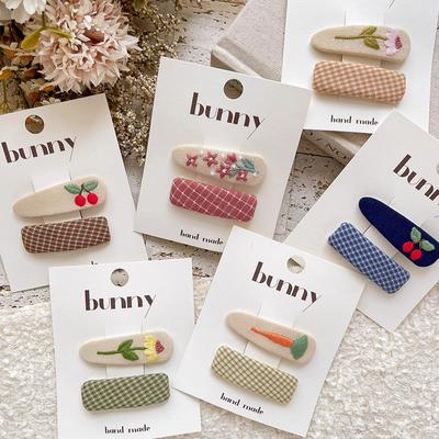 2 Stück Süße Bestickte Frucht Blumen Kinder Haarspangen Niedliche Vielseitige Haarnadel Für Frauen Mädchen Haaraccessoires Geschenke