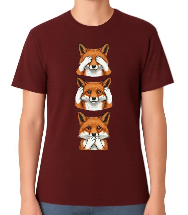 Fox See No Evil Hear No Evil Speak No Evil Foxes Graphic Unisex T-Shirt S