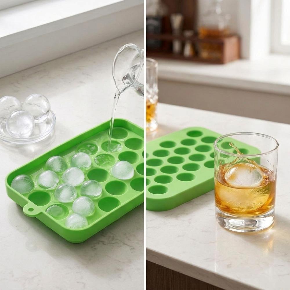 2pcs Silicone Pellet Ice Maker Mold With Lid Ice Ball Maker Mold Stackable Round Ice Cube Tray  Bar