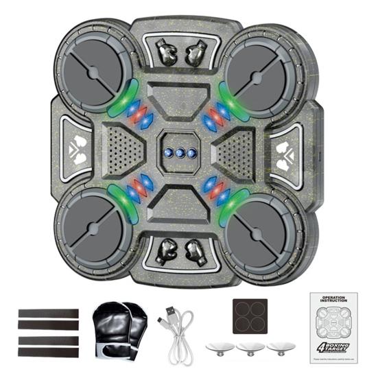 Music Boxing Machine Bluetooth-compatible Music Punching Target Smart Reaction Boxing Pad with 3 Speed Modes & LED Lights Rechargeable Fitness Toy