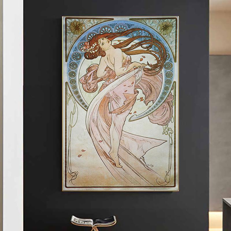 Alphonse Mucha Elegant Women's Oil Painting Wall Art Posters and Printmaking Art Oil Painting Living Room