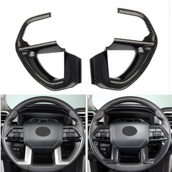 Steering Wheel Trim 2pcs ABS Carbon fiber For Toyota Tundra 2022 2023