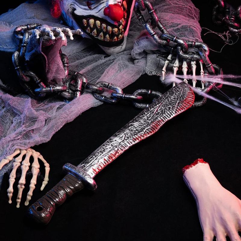 Falešný nůž s falešnou krví Rekvizita Plastová Halloweenská rekvizita Nůž Hračka Pro Scream Rekvizity Nůž Strašidelné Kostýmové Doplňky Make-up Párty