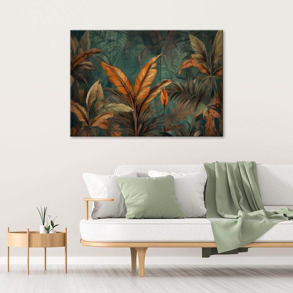 Canvas Print, Tropical Leaves Flowers