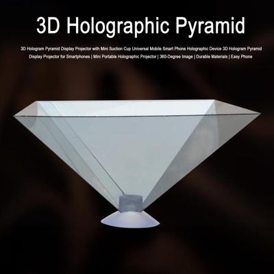 Mini Vantuzlu 3D Hologram Piramit Ekran Projektörü Taşınabilir Evrensel Mobil Akıllı Telefon 3D Holografik Projeksiyon Cihazı