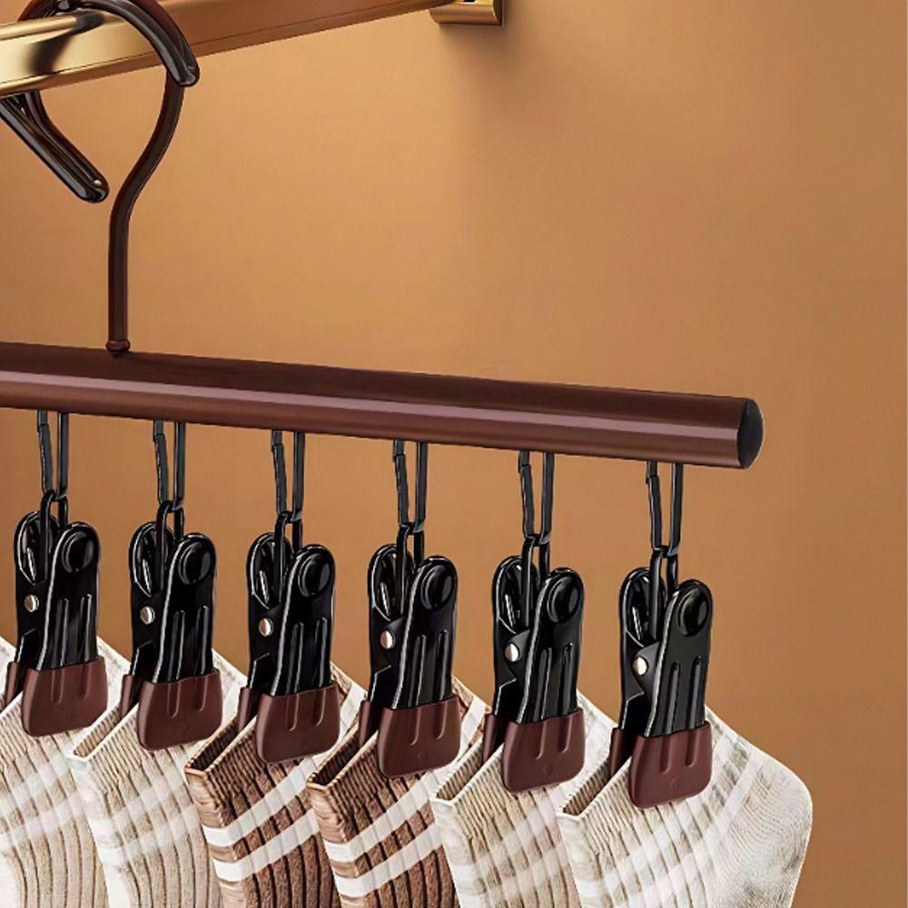 10 Clips Clothes Drying Rack Anti-Slip Windproof Hanging Rack Non-marking Rotatable Clothes Hanger Student Dormitory