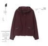 Women's Casual Hooded Jacket - 2024 Spring/Autumn Fashion, Loose Slim Fit, Petite Mom Style, Short Pure Cotton Top