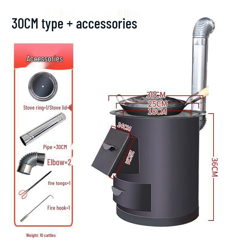 Φορητή Σόμπα Ξύλων Σιδήρου Χωρίς Καπνό: Εσωτερική & Εξωτερική Ενεργειακά Αποδοτική Ξυλόσομπα με Μεγάλο Τραπέζι για Κατσαρόλα