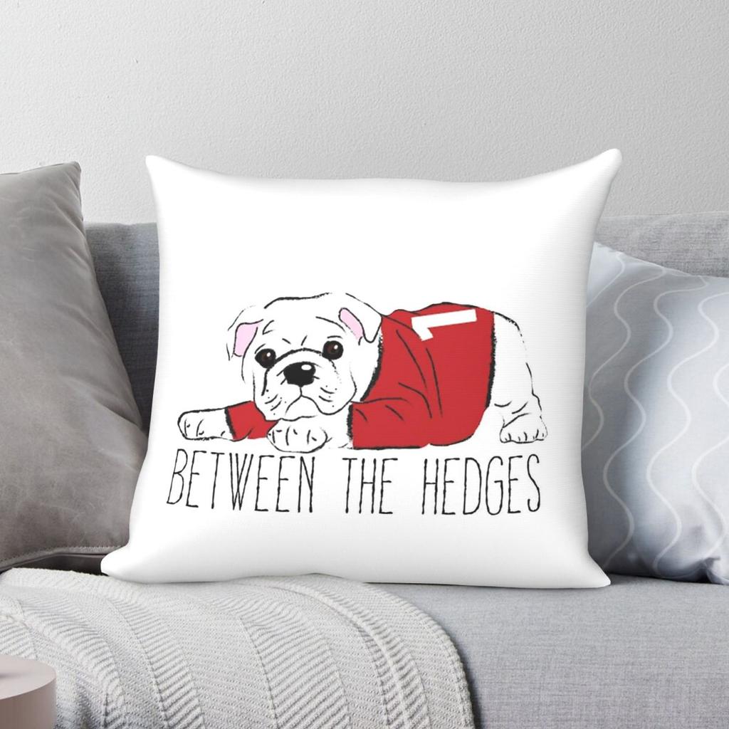 Between The Hedges Bulldog Pillowcase Polyester Linen Velvet Creative Zip Decorative Throw Pillow Case Sofa Seater