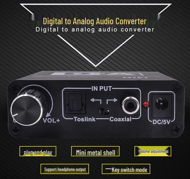 Digital Optical To 5.1 Channel Audio Converter with Adjustable 3.5mm Output