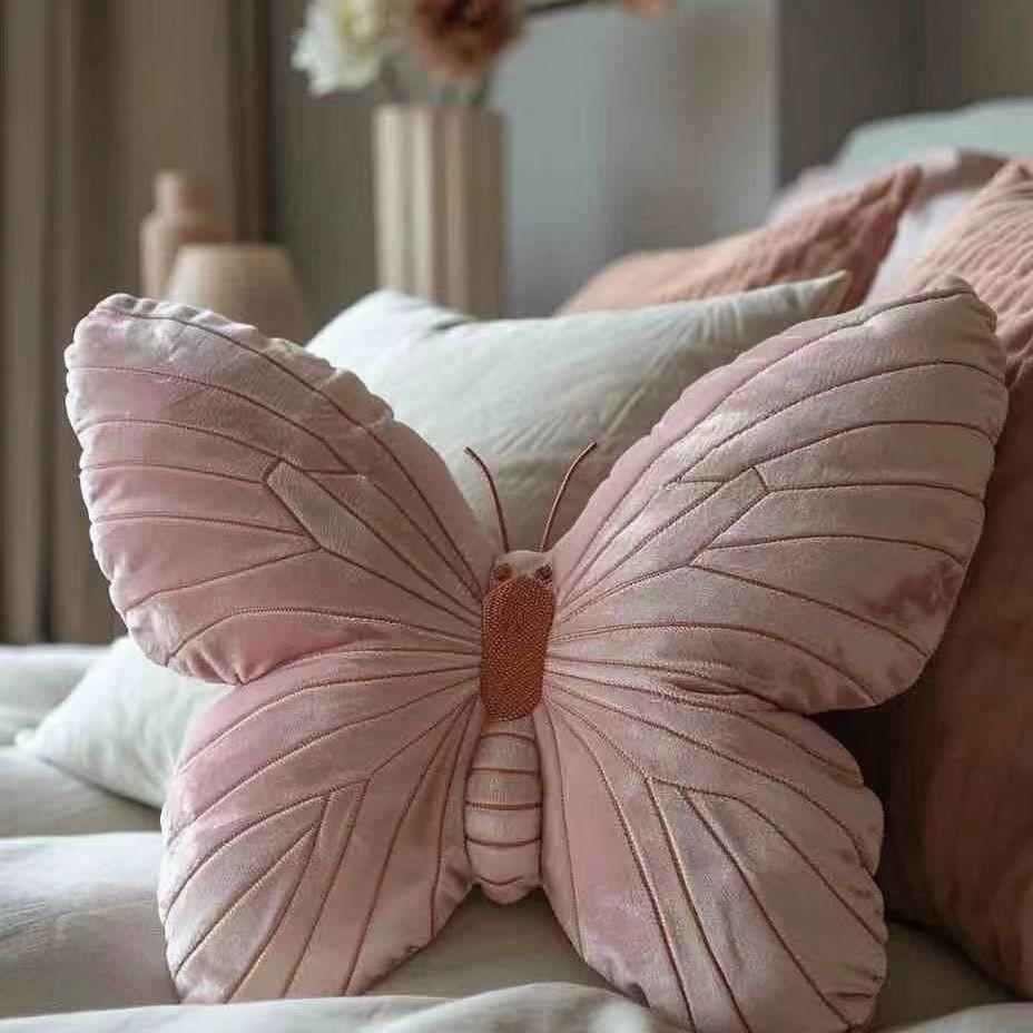 Pink Butterfly Throw Pillow Plush Toy Sofa Back Cushion Decoration Gift Toys