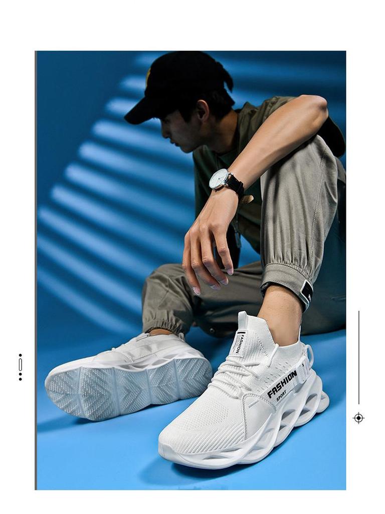 2025 Autumn Plus Size Men's Trendy Korean Style Flyknit Mesh Running Shoes