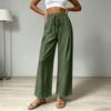 Women High Waist Wide Leg Pants Summer Casual Loose Fit Trousers with Pockets Elastic Waist Drawstring Outdoor Lightweight