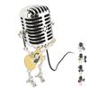 Vintage Microphone Guitar Robot Table Lamp Aluminum Retro Metal Robot Night Light for Bedroom Desk H