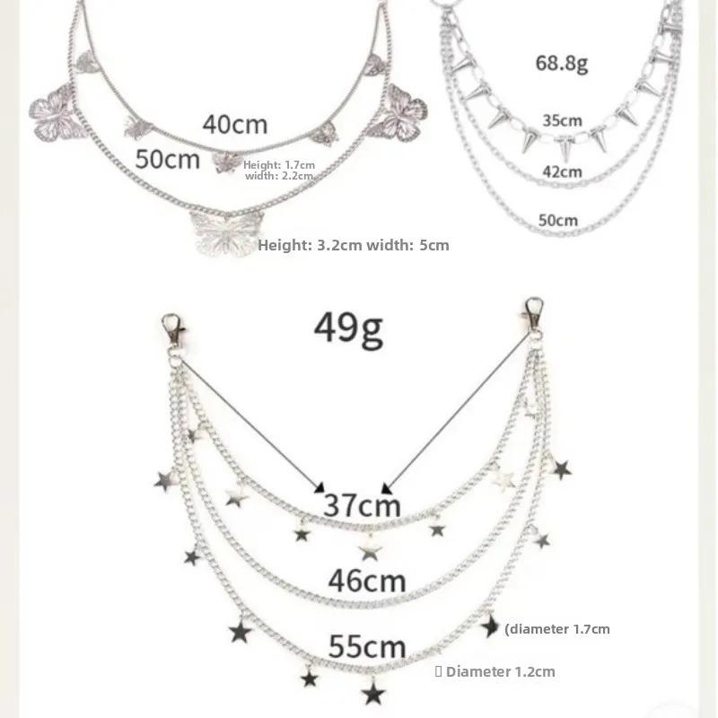 Punk Multi Layer Waist Chain Hip Hop Star Decor Pant Chain Adjustable Buckle Trousers Accessory For Daily Street Styling Outfit