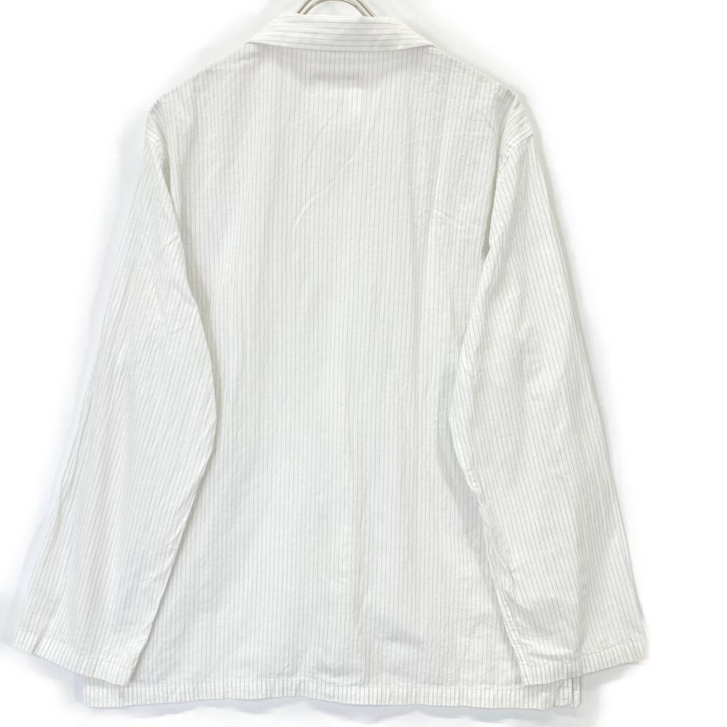 CONTEMPO White Stripe 54152 Cotton Open-Collar Shirt Tops L whiteUsed