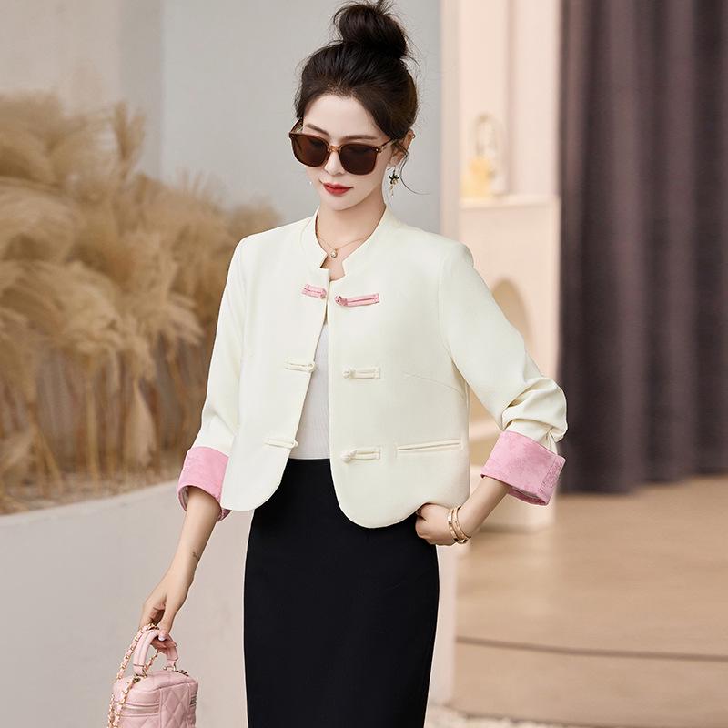 2024 Autumn Women's Two-Piece Set: Pan Buckle Jacket & Mid-Length Skirt - New Chinese National Style DJ5803