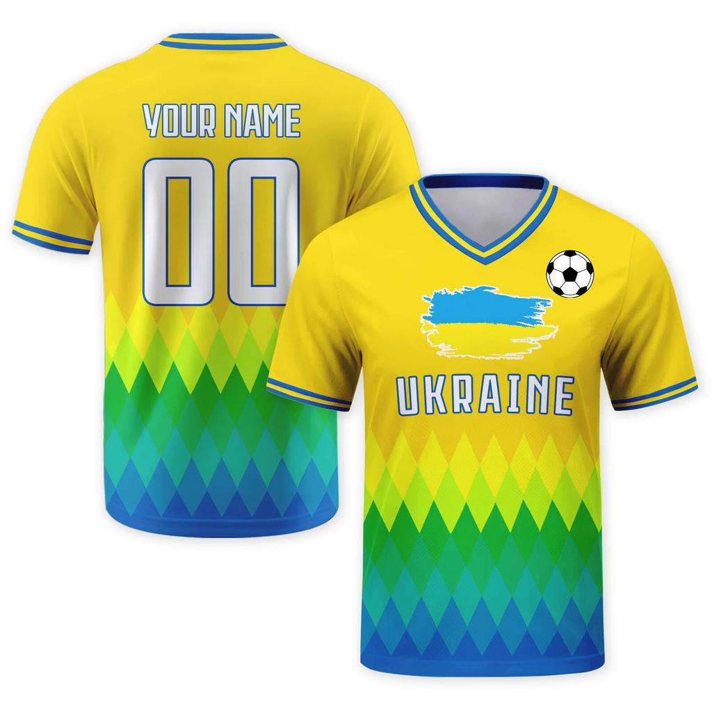Custom Soccer Jersey Shirt with Personalized and Number South Flag Print V Neck Short Sleeve DIY Team Top
