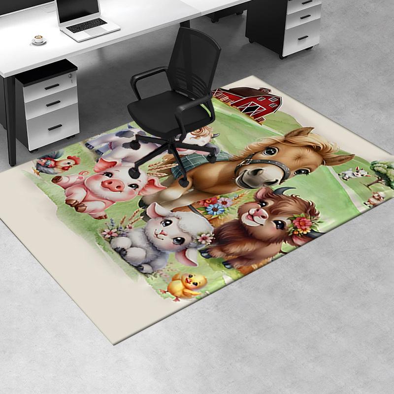 Chair Mat Office Carpet: Large Size, Cute Farm Animal Print, Home Decor for Sofa, Office Use, Gift Idea for Bedroom, Living Room & Various Rooms