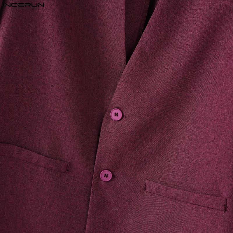 INCERUN Two Pieces Outfits Men Long Sleeve Thin Blazer Long Straight Pants Loose Sets