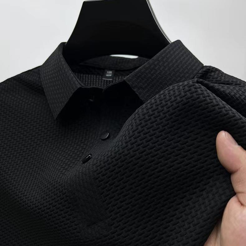 Men's Ice Silk Mesh Polo Shirt - Short-Sleeved, Lightweight, Summer Top with Shirt Collar