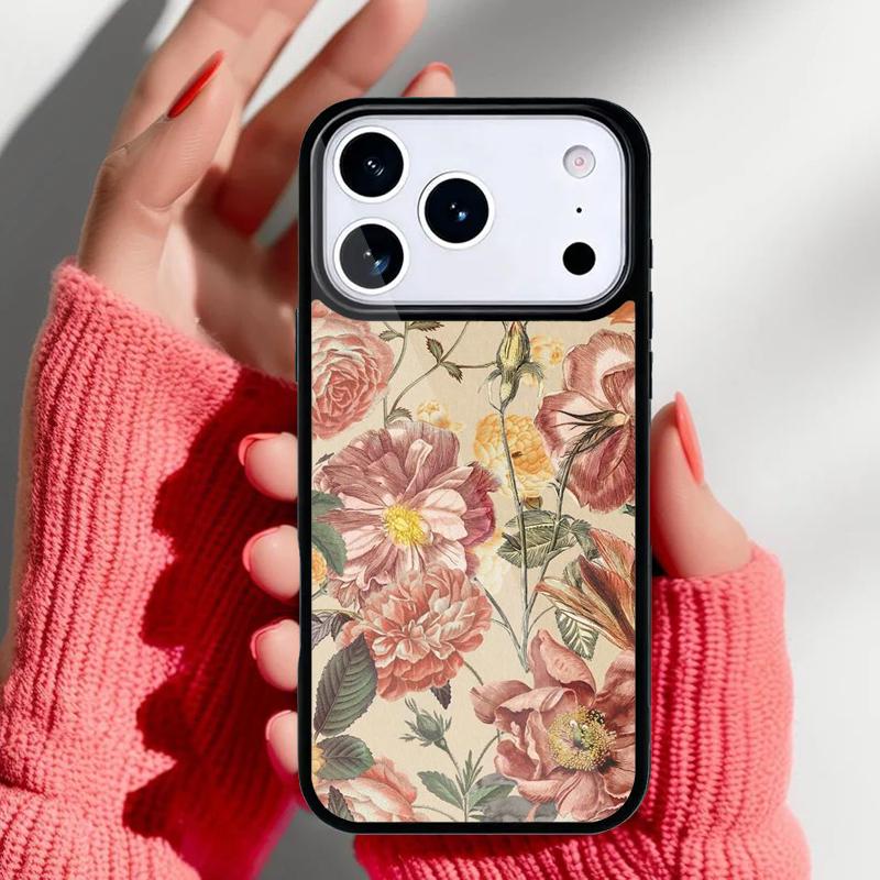 

Винтажный чехол для телефона с цветами и листьями для iPhone 17 Air 16e 15 14 13 Pro Max Задняя крышка для 12 11 Pro Coque iPhone17 Pro