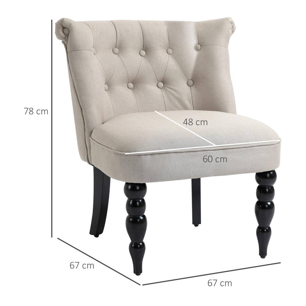 Sessel Wohnzimmer Lounge Sessel Vintage Entspannungsstuhl mit Holzbeinen Lesesessel in Leinenoptik, Gepolsterter Sessel für Schlafzimmer Beige