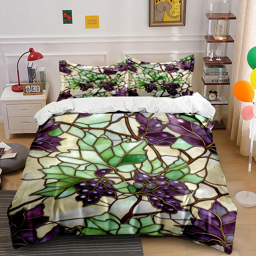 

Purple grape leaf pattern. Bedding sets Duvet cover sets Duvet covers Pillowcases(1 * Duvet Cover 2 * Pillowcases, without duvet insert) 135x200cm