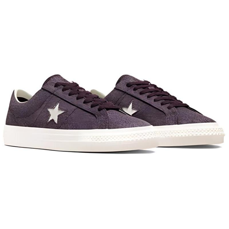Converse One Star Pro Washed Canvas Non-slip and Wear-resistant Low-Top Board Shoes Unisex Purple and White