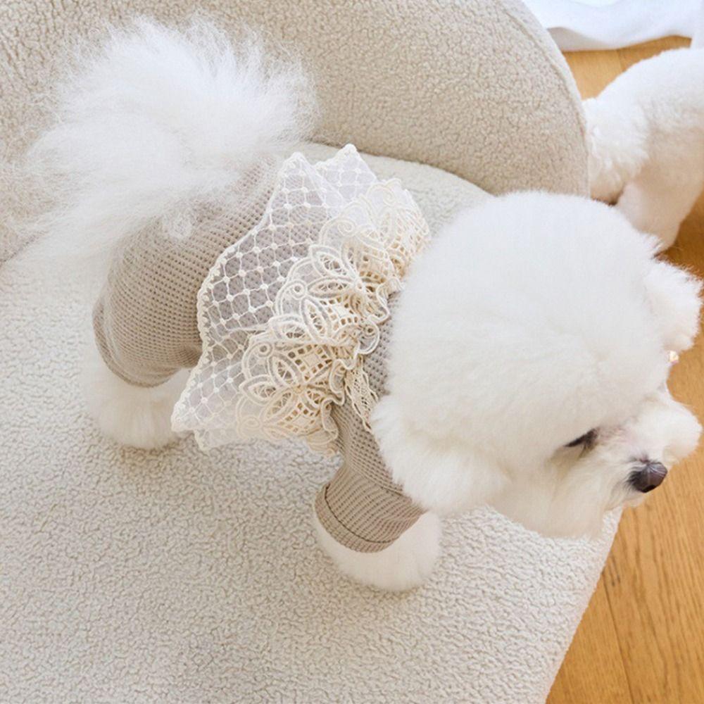 Waffle Lace Dog Pajamas Lace Camisole Cat Clothes Pet Supplies Pet Spring Summer Jumpsuit  Puppy