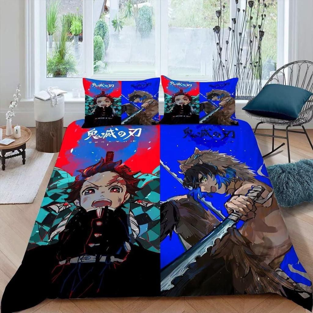 Anime Girl Three-Piece Quilt Cover 3D Digital Printing Bedding Set Bed Cover