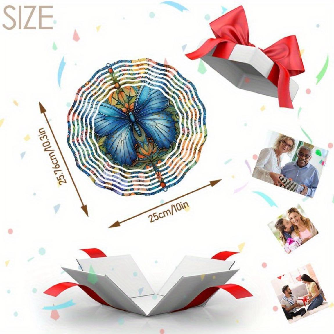 

Синяя бабочка, ромашка, мандала, 3D металлический колокольчик, декор для улицы, сада, с золотистым зеркальным отражением и отпугивающим птиц подвесным украшением