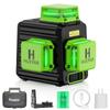 Huepar Green Laser Level with Cross Large Full Line Automatic Dual Power Receiver Compatible 3x360° Line, Square, Illumination, Correction, Supply,