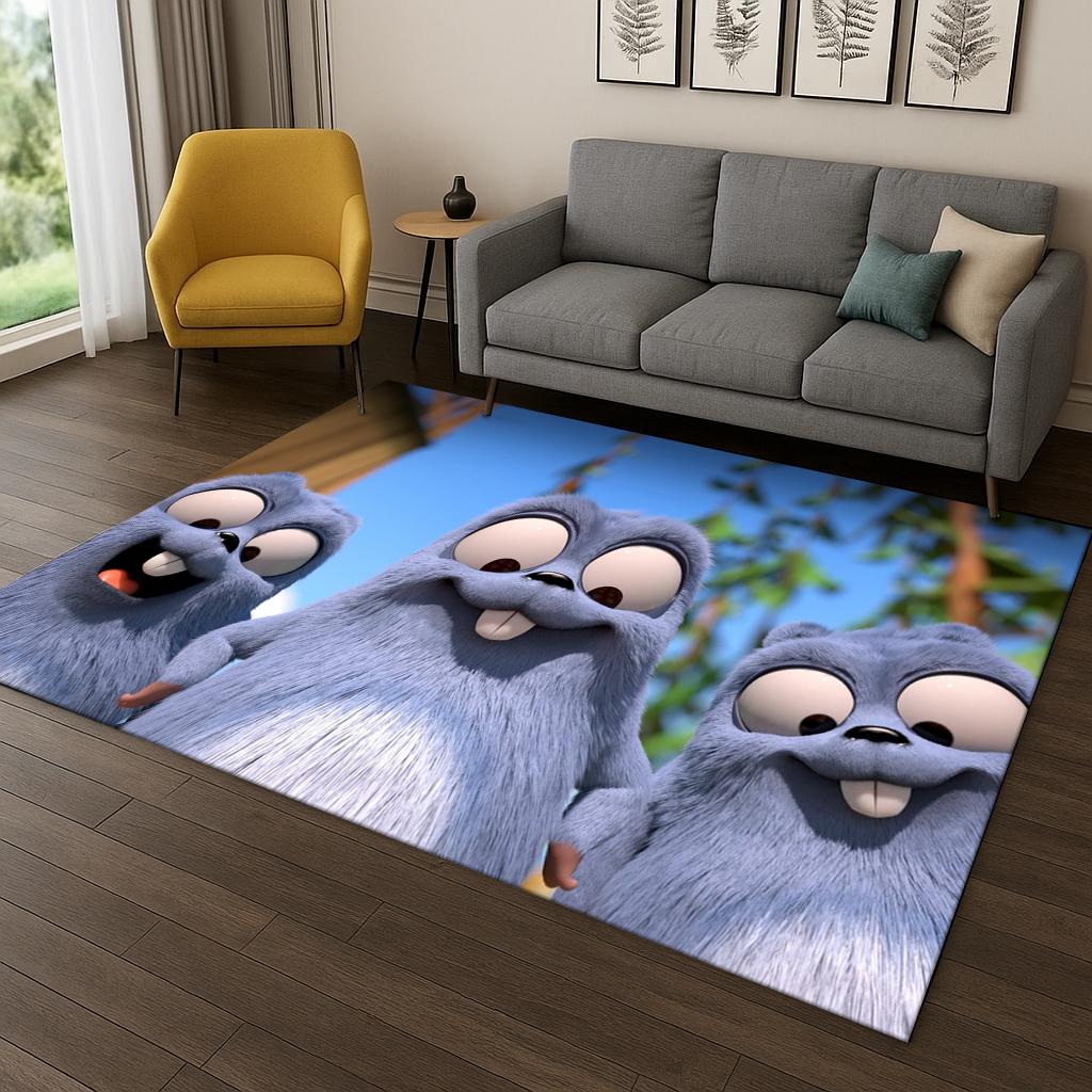 Tappeto Divertente Grizzy e i Lemming Cartone Animato per Camera da Letto Soggiorno Divano Zerbino Decorazione, Tappeto Pavimento Grande Antiscivolo per Bambini