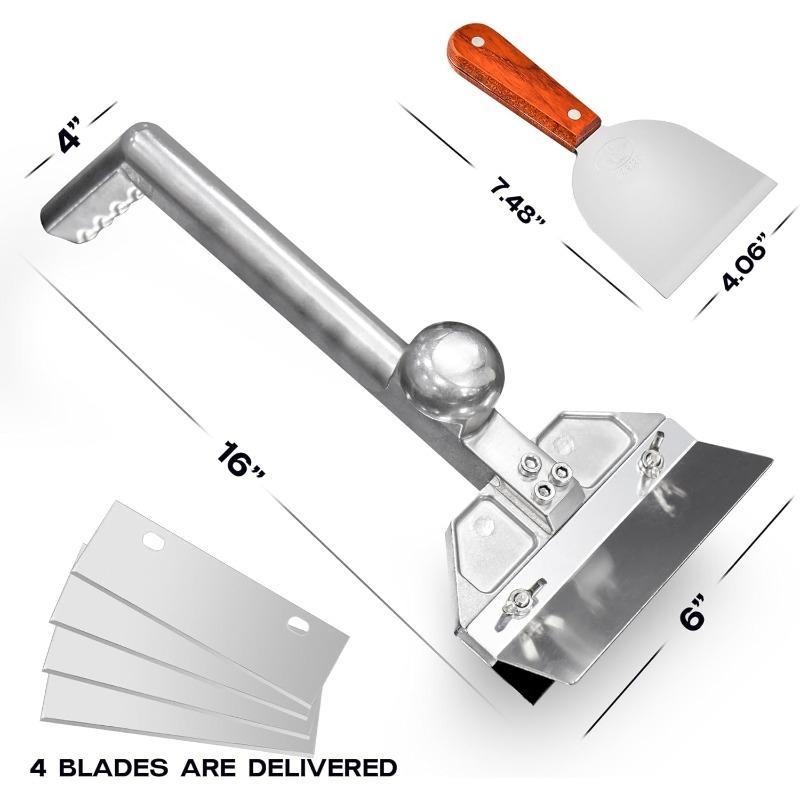 Grill Scraper Heavy Duty Griddle Scraper Set with Replacement Blades Flat Top Grill Accessories Griddle Cleaning Kit for Kitchen