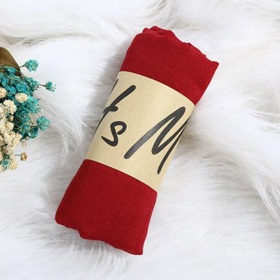 Eșarfă de bumbac și in de primăvară și vară pentru femei - Șal etnic plisat din tifon de culoare uni și batic de mătase.