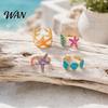Layered Ring Set 4Pcs/Set Ocean Series Set, Multiple Styles Starfish Shell Design Versatile Finger Ring, Alloy Adjustable Stacking Rings for