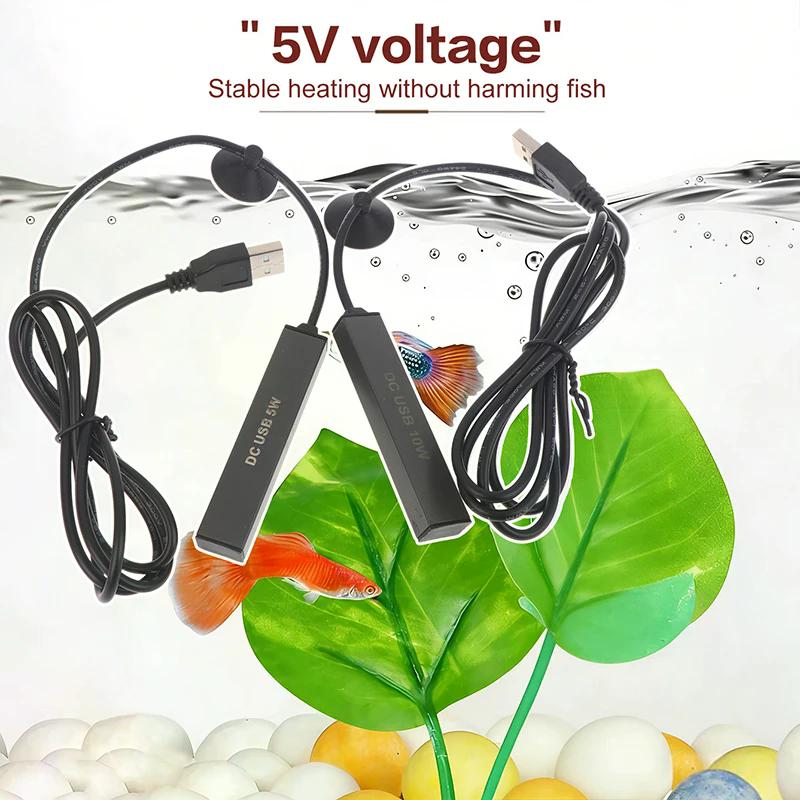 USB Mini Aquarium Heizstab für kleines Fischbecken Temperaturregler Thermostat Heizer 5/10W