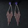 1 Pair Independence Day Tassel Drop Earrings Red Blue Rhinestone Sparkling Stud Earrings USA
