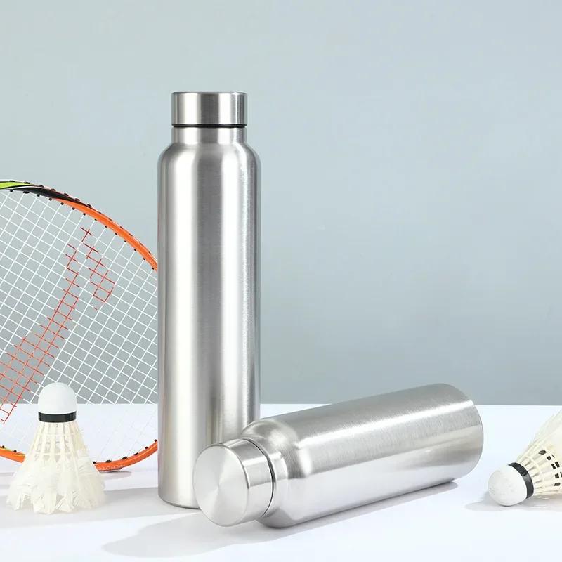 1000 ml Sportowa Butelka na Wodę ze Stali Nierdzewnej Jednowarstwowy Wytrzymały Kubek na Wodę Metalowa Butelka Naczynia Turystyczne Sportowe Siłownia