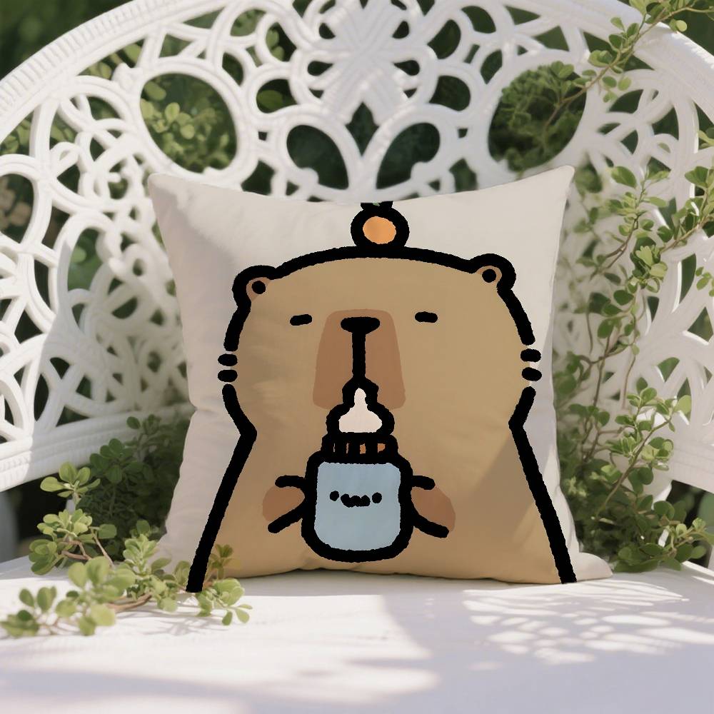 

Милый мультяшный друг-животное Капибара Наволочка Подушка Защита от пылевых клещей Наволочка Невидимая молния Шелковистый короткий плюш Чехол для диванной подушки 12x12Inch