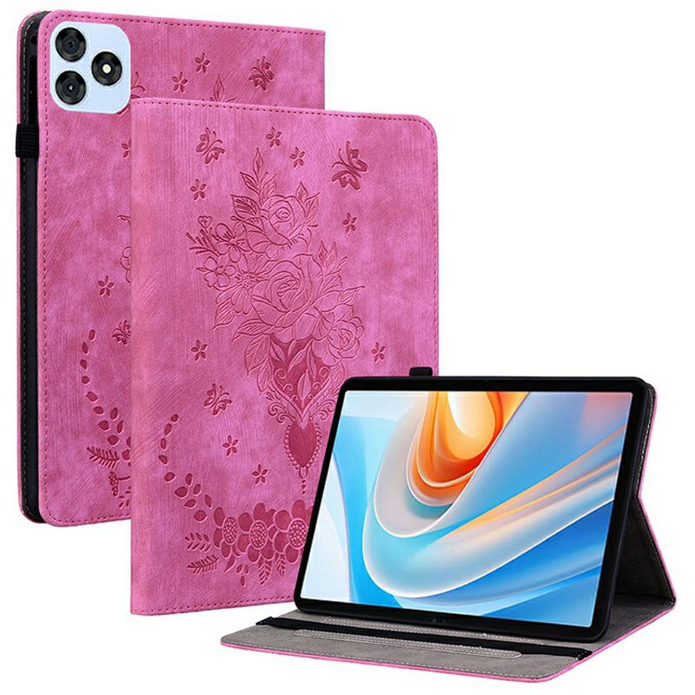 For itel Vistatab 30 Case Card Holder Anti-Scratch Leather Cover Rose Flower Imprint