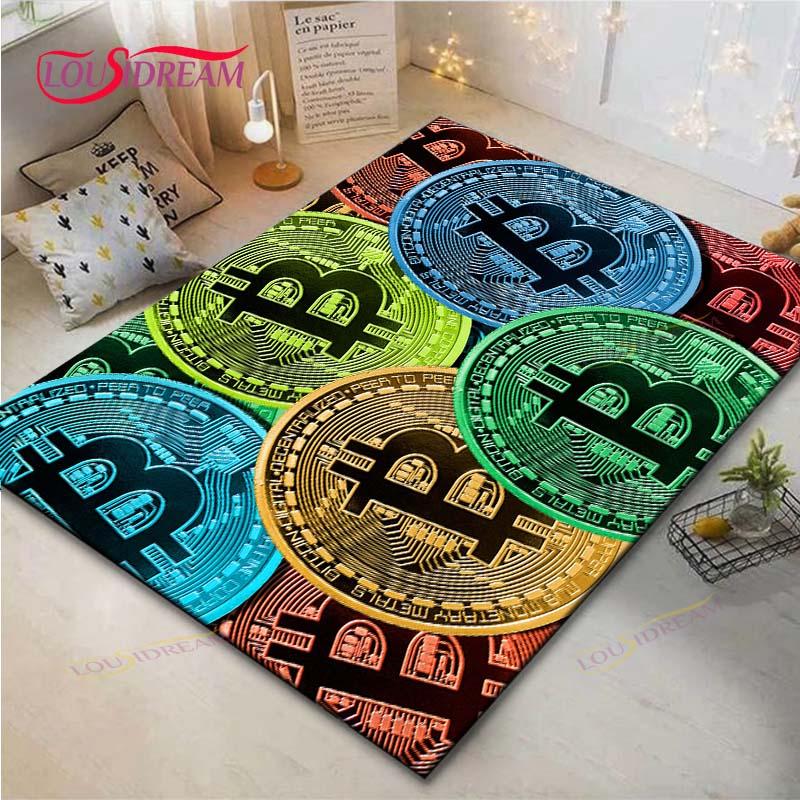 Hot Exquisite 3D Bitcoin BCT Printed Carpet Outdoor Rug Area Rug Non-slip Carpet Bedroom Decor Carpet for Room Gift
