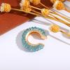 Retro Fashion C-Shaped Bling Ear Clips with Colored Diamonds - Trendy No-Pierce Earrings